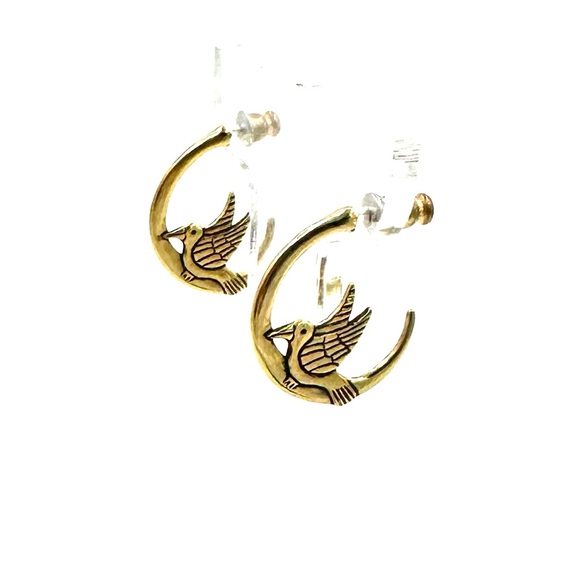 Laurel Burch Moon Doves Half Hoop Earrings Vintage Retired - Picture 5 of 9
